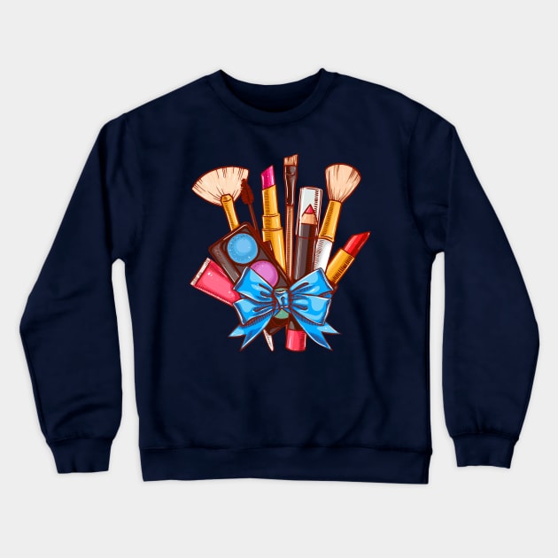 cosmetics elements blue tight Crewneck Sweatshirt by Mako Design 